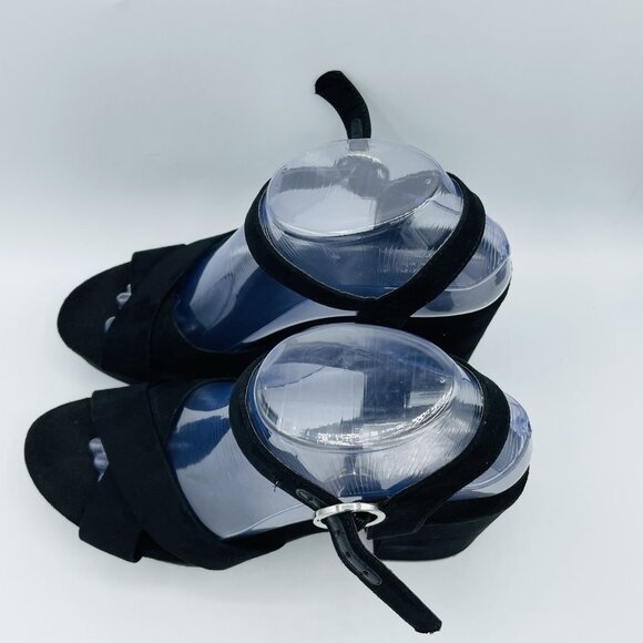 Divided H&M Shoes Womens Size 8 Black Heels Sandals Ankle Strap Buckle Strappy - Picture 6 of 13